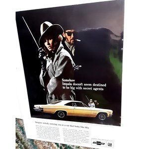 1966 Chevy Impala SS Sport Coupe Chevrolet Secret Agents Print Ad vintage 60s